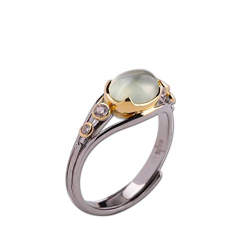 WOZUIMEI Joyería de Anillo de Estilo Chino Moda Artesanal de Oro Negro S925 Anillo de Plata Pura Joyería de Mujer Anillo de Travertino AbiertoAnillo Grapestone