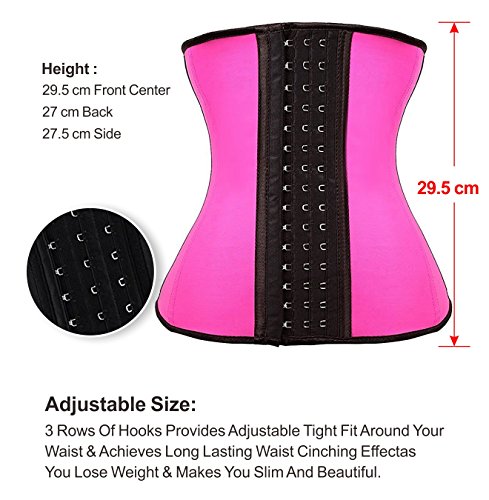 YIANNA Fajas Reductoras Adelgazantes Mujer Waist Trainer Corset Reductor Abdomen Faja Colombiana Cintura Rosa, U37G Size S