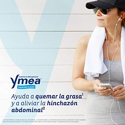 Ymea Vientre Plano | Tratamiento de la Menopausia | Control de Sofocos y Alivia el Hinchazón abdominal| Apto para Uso Prolongado | Sin Estrogenos, Soja o Consevantes| 64 Capsulas | Tratamiento 1 mes