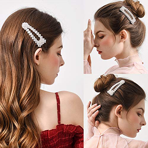 YMHPRIDE 12 unidades de resina acrílica perla pinzas para el cabello pasadores para las mujeres de las mujeres geométricas perlas Clips Barrettes accesorios para el cabello