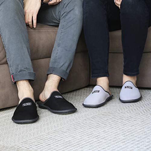 Zapatillas de Estar por casa Hombre/Mujer. Slippers para Verano e Invierno/Pantuflas cómodas, Resistentes, Transpirables y de Interior Suave. Suela de Goma Antideslizante (41 EU, Negro)