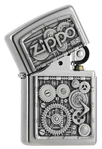 Zippo Gear Wheels Mechero, Metal, Satin Chrome, 3.5x1x5.5 cm