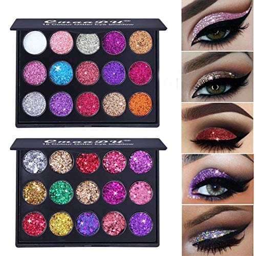 1 juego 15 colores de sombra de ojos Paleta de maquillaje Beauty con purpurina brillos metálicos para sombra de ojos cosmética mineral (01)