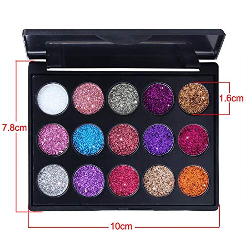 1 juego 15 colores de sombra de ojos Paleta de maquillaje Beauty con purpurina brillos metálicos para sombra de ojos cosmética mineral (01)