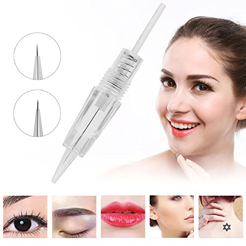 10pcs Agujas de tatuajes redondo y maquillaje permanente desechables agujas estéril herramientas ，para tatuajes de labios,cejas y delineadores de ojos,colorear es rápido y natural(10Pcs R1)