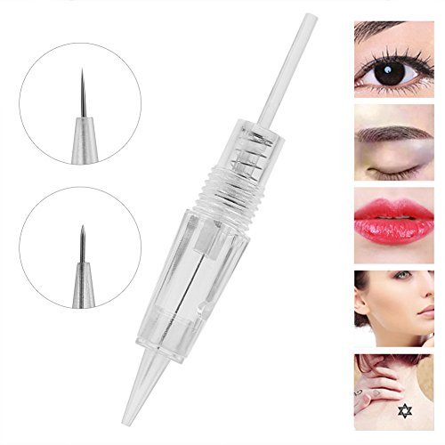 10pcs Agujas de tatuajes redondo y maquillaje permanente desechables agujas estéril herramientas ，para tatuajes de labios,cejas y delineadores de ojos,colorear es rápido y natural(10Pcs R1)