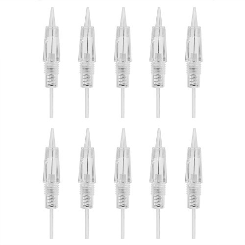 10pcs Agujas de tatuajes redondo y maquillaje permanente desechables agujas estéril herramientas ，para tatuajes de labios,cejas y delineadores de ojos,colorear es rápido y natural(10Pcs R1)