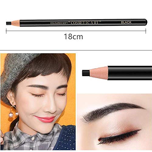 12 Pcs LáPiz de Cejas PortáTil Impermeable,LáPices de Cejas Negro,Pull Cord Peel-Off Eyebrow Pencil Tattoo Tattoo Makeup for Marking,Filling and Outlining,Delinea FáCilmente Una Forma de Ceja Natural