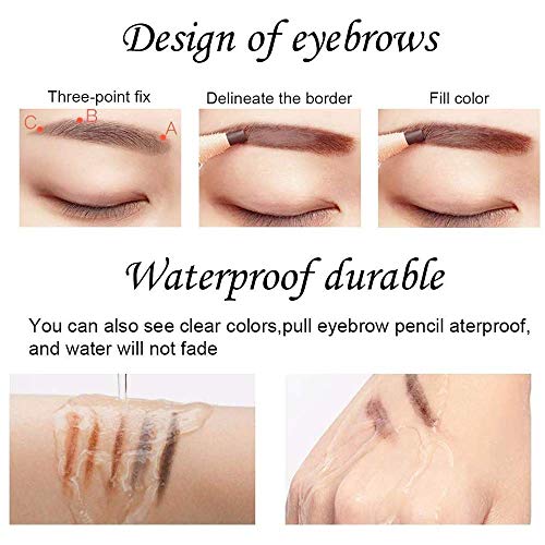 12 Pcs LáPiz de Cejas PortáTil Impermeable,LáPices de Cejas Negro,Pull Cord Peel-Off Eyebrow Pencil Tattoo Tattoo Makeup for Marking,Filling and Outlining,Delinea FáCilmente Una Forma de Ceja Natural