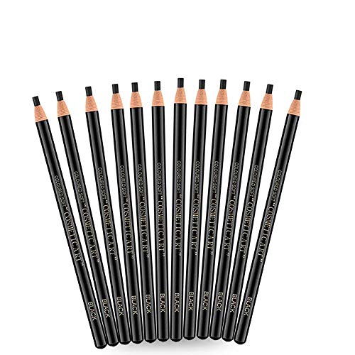 12 Pcs LáPiz de Cejas PortáTil Impermeable,LáPices de Cejas Negro,Pull Cord Peel-Off Eyebrow Pencil Tattoo Tattoo Makeup for Marking,Filling and Outlining,Delinea FáCilmente Una Forma de Ceja Natural