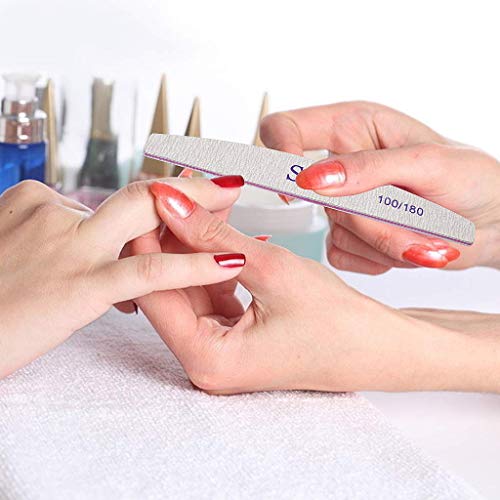 12 piezas de paquete, Lima profesional de uñas, Herramientas de manicura de placa de esmeril de arena 100/180 en doble cara para pulir & estilizar uñas (Gris)