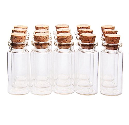 12PCS Clear Glass Wish Botellas con Tapones Tapones Crafts Frascos Viales Regalo Pequeña Joyería Titular de Almacenamiento Contenedor Decoración Mensaje Bodas Favores de Fiesta (15ml)