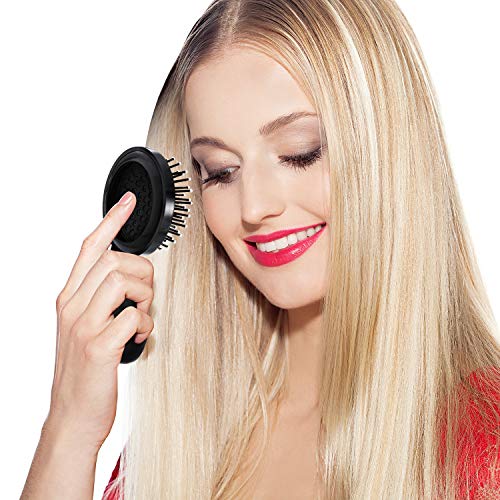 2 Cepillos de Pelo Plegables con Espejo de Viaje Cepillo de Pelo Plegable de Bolsillo Redondo Mini Peine de Cabello Peine de Masaje de Cabello de Viaje de Tamaño Compacto para Mujeres y Chicas (Negro)