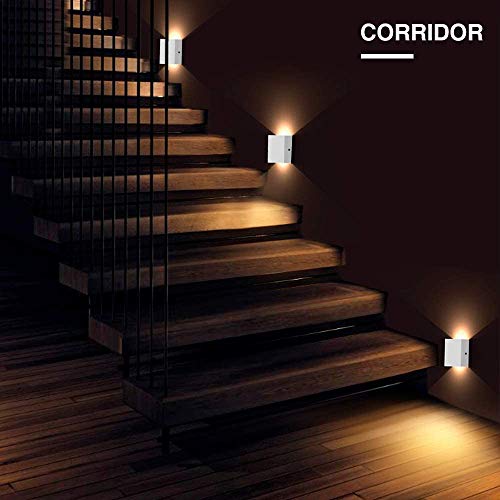 2 PCS 6W LED de pared Arriba abajo Lámpara de pared interior Moderno Aplique de pared Accesorios de iluminación para la sala de estar Dormitorio Baño Cocina Comedor, Blanco cálido