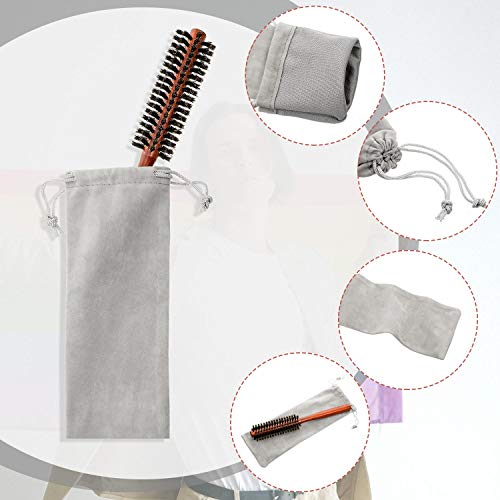 2 Piezas Cepillos de Pelo Redondo Pequeño Mini Cepillo de Barba de Cerdas para Hombres Mujeres con 2 Piezas Bolsas de Cordón para Cabello Fino o Corto