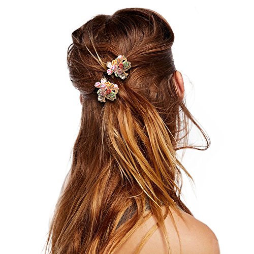 2 PZAS Pinza de Garra para el Pelo con Mini Flores Sujeción Metálica Romántica Dulce Bonita para Niñas Chicas Mujeres