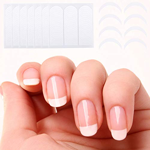 20 Hojas/1020 PCS Pegatinas de Arte de Uñas pegatinas manicura francesa Pegatinas de Uñas Francesas Herramientas de DIY Decoración Manicura (Diseño de Forma de Luna）