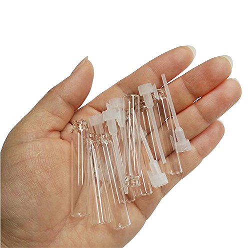 24 UNIDS Transparente Tubo De Vidrio Pefume Botellas de Muestra Con Pipeta-Cosmética Envases Viales Aceite Esencial de Almacenamiento de Maquillaje Contenedores de Contenedores (1ml)