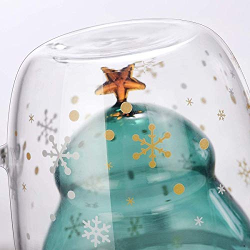 2pcs Creativo de Cristal de Navidad árbol de la Estrella de Deseos Copa de Alta Temperatura de la Resistencia Taza de la Taza Doble de Agua (Color : Star Wish Cup (No Cover) 201 300ml)