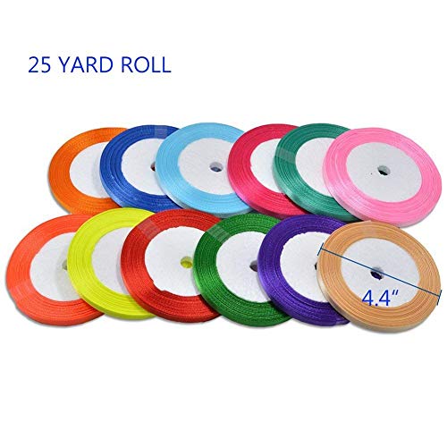 300 yardas Cinta de Raso Cinta de Tela de Doble Cara Rollo de Raso Satén de Seda Decoración de Regalo Cajas Flores Boda Navidad 12 Colores 6 mm De Ancho