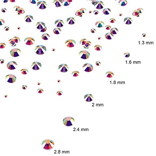 3456 Piezas de Cristales AB de Uña Diamantes de Imitación de Arte de Uña Cuentas Redondas Gemas Planas Piedras de Uñas, 6 Tamaños para Manicura Maquillaje (Cristal AB, Mezclado SS3 4 5 6 8 10)