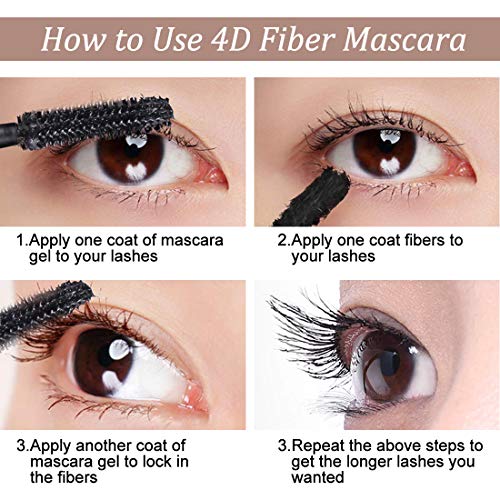 4D Silk Faserpeitsche Mascara wasserdicht, Luxuriös längere, dickere, voluminöse Wimpern, langlebige, dramatische Verlängerung, wischfest, dramatische Verlängerung