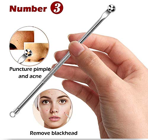 【5 piezas】Extractor de Puntos Negros Kit, Herramientas para eliminar puntos negros de Acné para Quita Espinillas Granos Comedones, Profesional Para Tratamiento de Puntos Negros