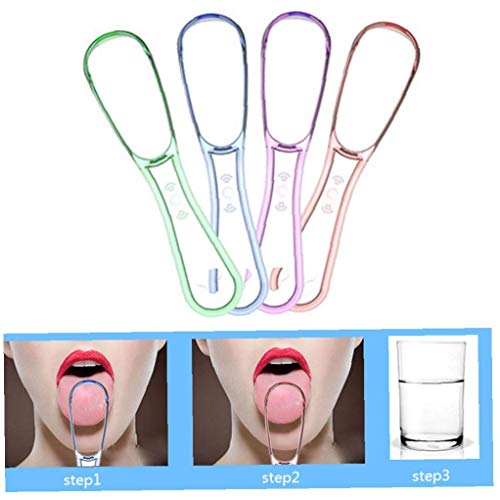 5pcs lejos Mano raspador de lengua cepillo más limpio de sílice Handle Higiene Bucodental herramienta del cuidado del color al azar