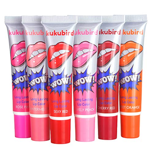 6 piezas Set kukubird 6 colores Tattoo Magic Color Peel Off Mask Tint Tatuaje de larga duración Impermeable Tatuaje Brillo labial