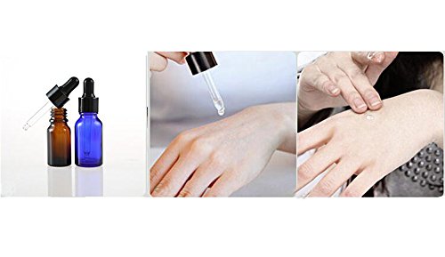 6PCS Azul Vidrio del Aceite Esencial Frascos Botella Frasco cuentagotas con Tapa Negra Maquillaje Frasco cosmético envase de contenedores para aromaterapia Perfume (15ml/0.5oz)