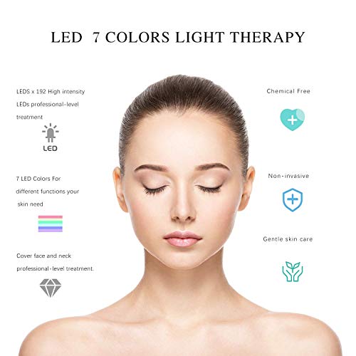 7 Color LED máscara Light Therapypara Cara y Cuello, LED Máscara Facial Rejuvenecimiento de la Piel Saludable