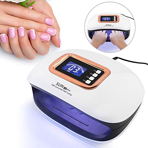 72W Secador de Uñas, Lámpara de Uñas LED UV con 36 Luz y Sensor Automático y 4 Temporizador para 2 Manos Secado Rápido(Blanco)