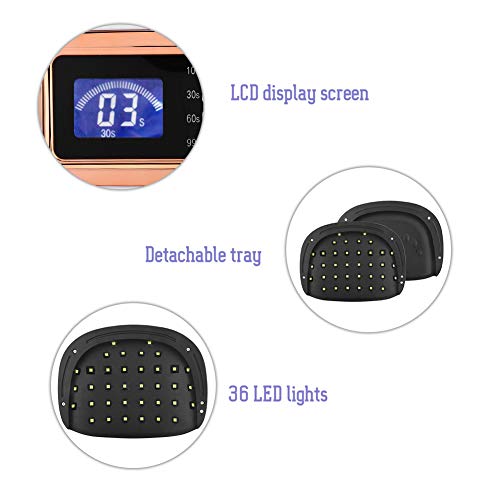 72W Secador de Uñas, Lámpara de Uñas LED UV con 36 Luz y Sensor Automático y 4 Temporizador para 2 Manos Secado Rápido(Blanco)