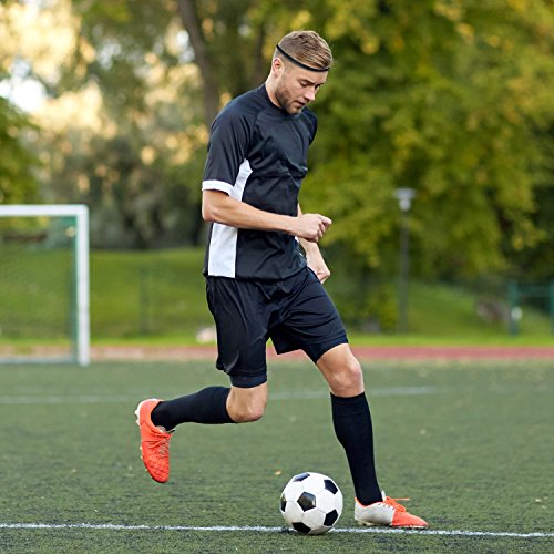 9 Piezas de Diademas Deportivas Elásticas Antideslizantes Gruesas, Agarre de Silicona Elástico Banda de Pelo de Ejercicio para Fútbol, Baloncesto, Tenis, Yoga y Golf (Negro)