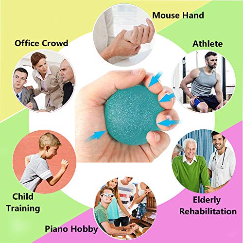 A Pelota Rehabilitacion Mano, Pelota Antiestres Pelotas Ejercicio Manos, Antiestres Ejercitar para Fisioterapia, Tratamiento de Manos, Alivio del estrés, 3 Niveles de Resistencia, 3 Colores