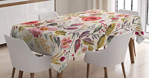 ABAKUHAUS En Mal Estado de Flora Mantele, Abstractas Flores Rosas, Fácil de Limpiar Colores Firmes y Durables Lavable Personalizado, 140 x 200 cm, Multicolor