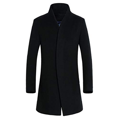 Abrigos de Hombre,Dragon868 Los Hombres de Estilo Simple Foso Outwear Abrigos Largos (Negro,L)