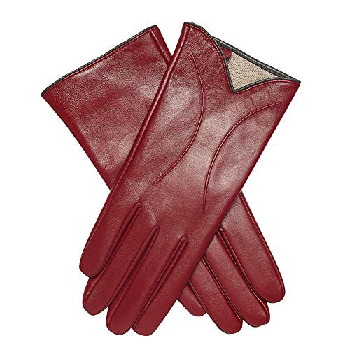 Acdyion - Guantes de piel para mujer con forro de cachemira para el exterior, para el tiempo libre, elegantes, elásticos, ajustados, regalos de lujo rojo1 S