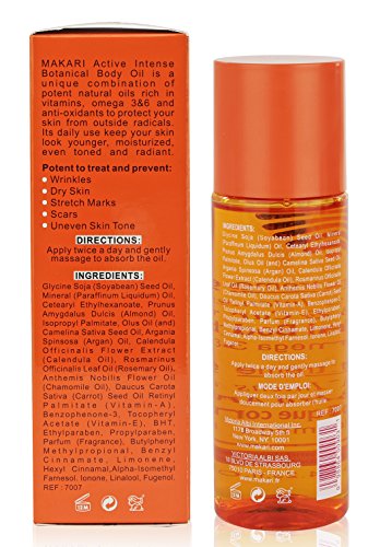 Aceite Corporal Botanical Body De 4.23 Fl.Oz De La Línea Makari Extreme - Tratamiento Corporal Hidratante, Tonificante Y Antienvejecimiento Con Aceites De Omega 3 Y 6, Argán, Zanahoria Y Soja