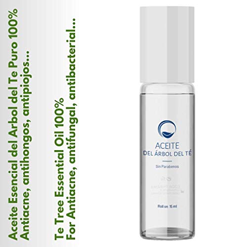 Aceite de Arbol de Té Roll on - Para Masaje - Para la Cara y Cuerpo - Tratamiento para El Acné, los Piojos y las enfermedades de la Piel- Roll on 15 ml