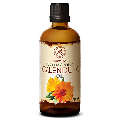 Aceite de Caléndula 100ml - Calendula Officinalis - 100% Puro y Natural - Botella de Cristal - Aceite Base - Cuidado Intensivo para el Rostro - Cabello - para la Piel Todo el Cuerpo