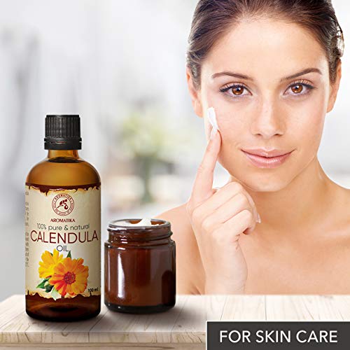 Aceite de Caléndula 200ml - Calendula Officinalis - 100% Puro y Natural - 2x100ml - Aceite Base - Cuidado Intensivo para el Rostro - Cabello - para la Piel Todo el Cuerpo