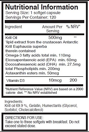 Aceite de Kril Aker Ultra Puro 500mg x 480 cápsulas (4 frascos) - de las limpias aguas del Antártico que dan un rico suministro de Astaxantina, Omega 3, y Vitamina D. SKU: KRI500