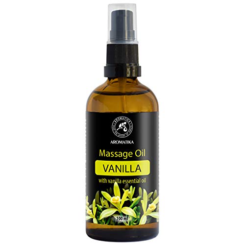 Aceite de Masaje Vainilla 100ml con Aceites de Almendra - Semillas de Uva - Aceites los Gérmenes de Trigo - Vainilla - Cosméticos Naturales con Maravilloso Aroma - Aceite de Masaje