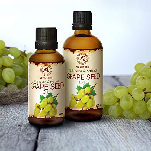 Aceite de Semilla de Uva 100ml - Prensado en Frío - Vitis Vinifera - Italia - 100% Puro y Natural - Mejores Beneficios para el Cabello - Cuidado de Cara y Piel - Masaje - Grape Seed Oil