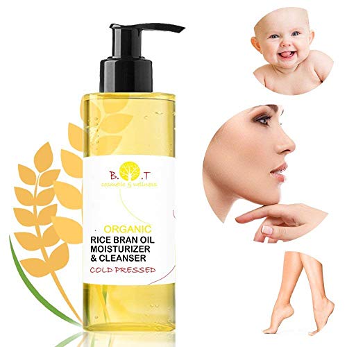 Aceite Ecológico de Salvado de Arroz Prensado en Frío y Vitamina E Anti Edad - Aceite Bebé y Piel Seca - Desmaquillante Waterproof 100% Natural 500 ml