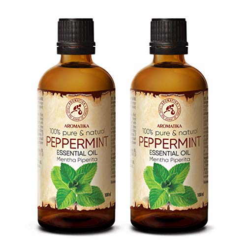 Aceites Esenciales de Menta 200ml - 2x100ml - Mentha Piperita - India - 100% Puro & Natural - Fragancias para Hogar - Mejor para Aromaterapia - Difusor - Lámparas de Aroma