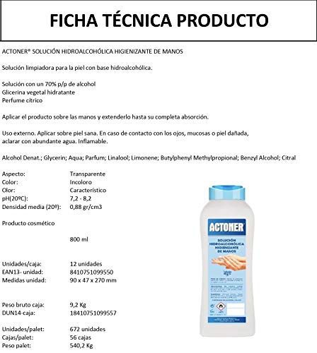 Actoner Solucion Hidroalcohol Actoner 800 Ml 500 g