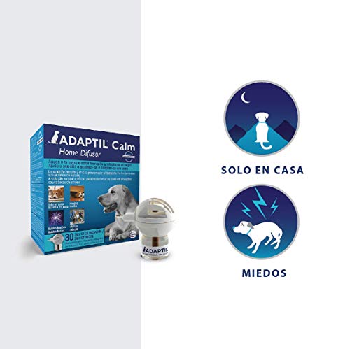 ADAPTIL Calm - Antiestrés para perros - Solo en casa, Miedos, Ruidos fuertes, Adopción - Difusor + Recambio 48ml