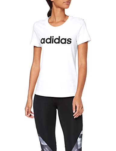 adidas W E Lin Slim T Camiseta de Manga Corta, Mujer, Blanco (White/Black), XS